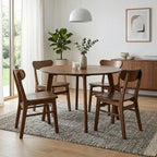 Livora One MOKU 2568ダイニングテーブル3点セット　デスク 108cm 丸型 天然木製 ホワイトアッシュ オーク 円形ナチュラルな北欧風 2人用 3人用 4人用　ブラウン ウォールナット