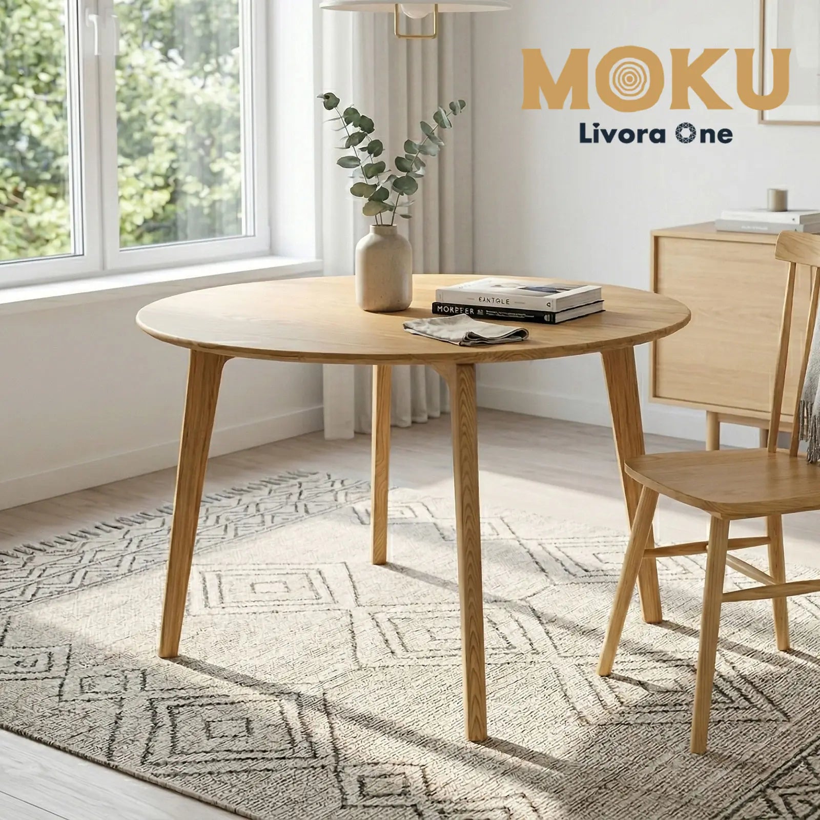 MOKU 丸型ダイニングテーブル 2568|108cm・美脚設計・天然木・3点 MOKU 丸型ダイニングテーブル 2568|108cm・美脚設計・天然木・3点