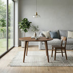 Livora One MOKU 2568ダイニングテーブル3点セット　デスク 108cm 丸型 天然木製 ホワイトアッシュ オーク 円形ナチュラルな北欧風 2人用 3人用 4人用　ブラウン ウォールナット