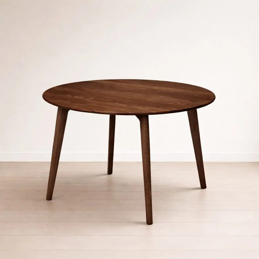 Livora One MOKU 2568ダイニングテーブル3点セット　デスク 108cm 丸型 天然木製 ホワイトアッシュ オーク 円形ナチュラルな北欧風 2人用 3人用 4人用　ブラウン ウォールナット