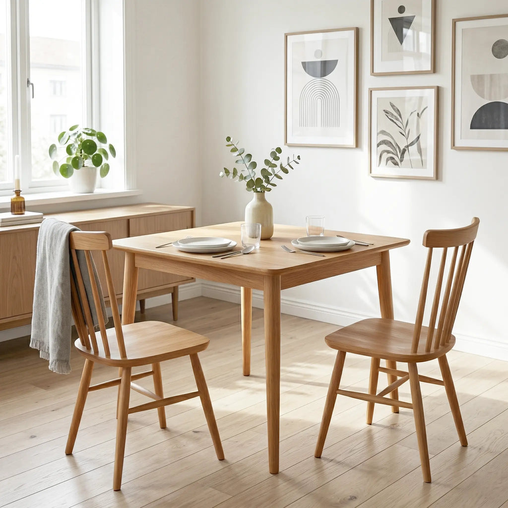 Livora One MOKU 2588ダイニング3点セット　デスク 78cm 正方形 天然木製 ホワイトアッシュ オーク ナチュラルな北欧風２人用３人用４人用　5点セット