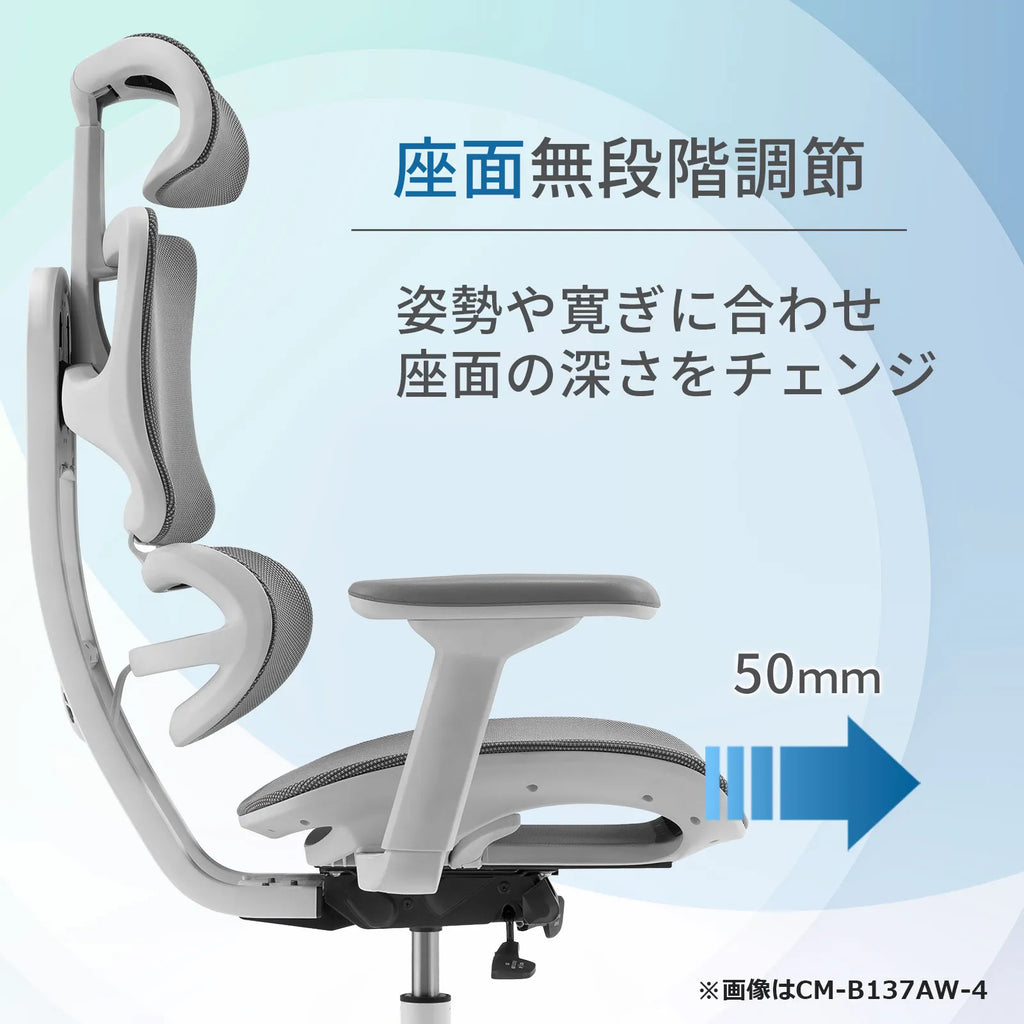 Livora One CORE　B137A　デスクチェア　人間工学　サイズ調整　カスタマイズ　ヘッドレスト　アーム　メッシュ　ブラック　スチール　静音PUキャスター　座面スライド