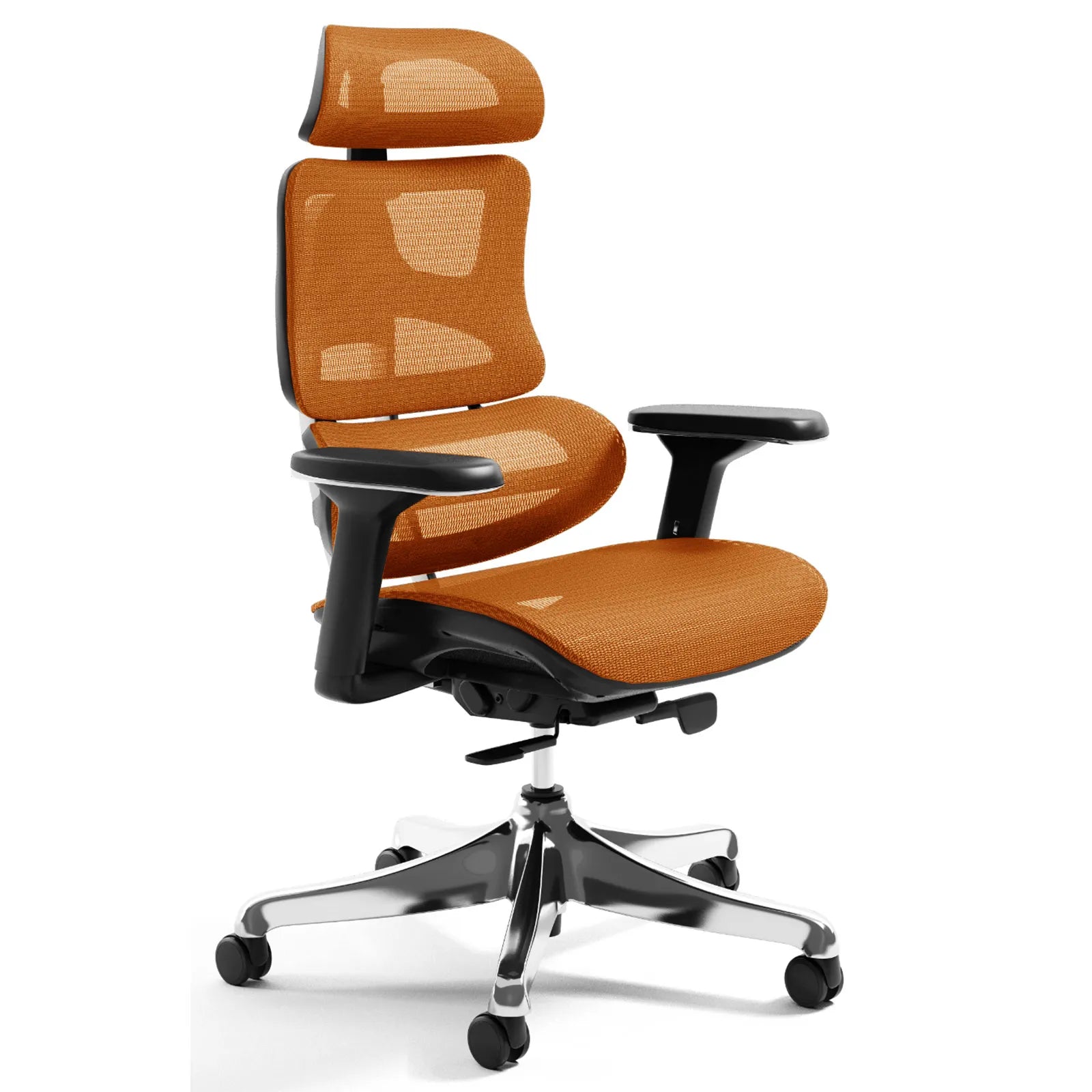 Livora One CORE　B137A　デスクチェア　人間工学　サイズ調整　カスタマイズ　ヘッドレスト　アーム　メッシュ　ブラック　　オレンジ