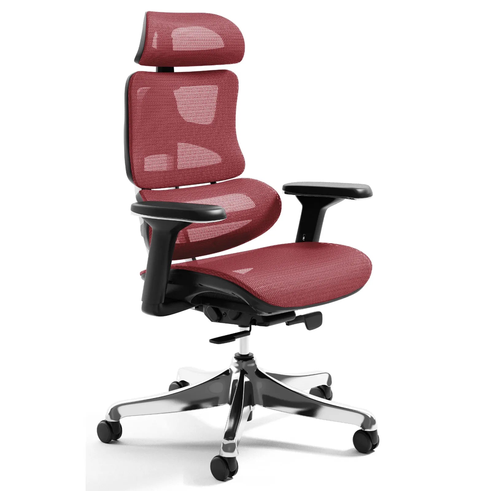 Livora One CORE　B137A　デスクチェア　人間工学　サイズ調整　カスタマイズ　ヘッドレスト　アーム　メッシュ　ブラック　　レッド
