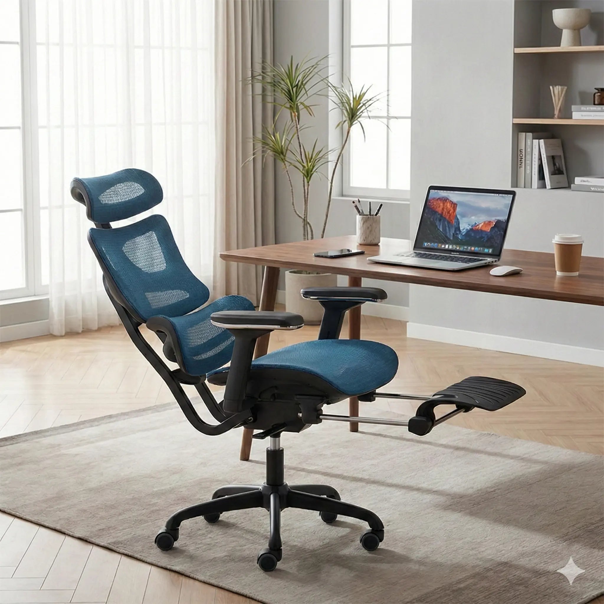 デスクチェア B187A フルリクライニング・フットレスト付き