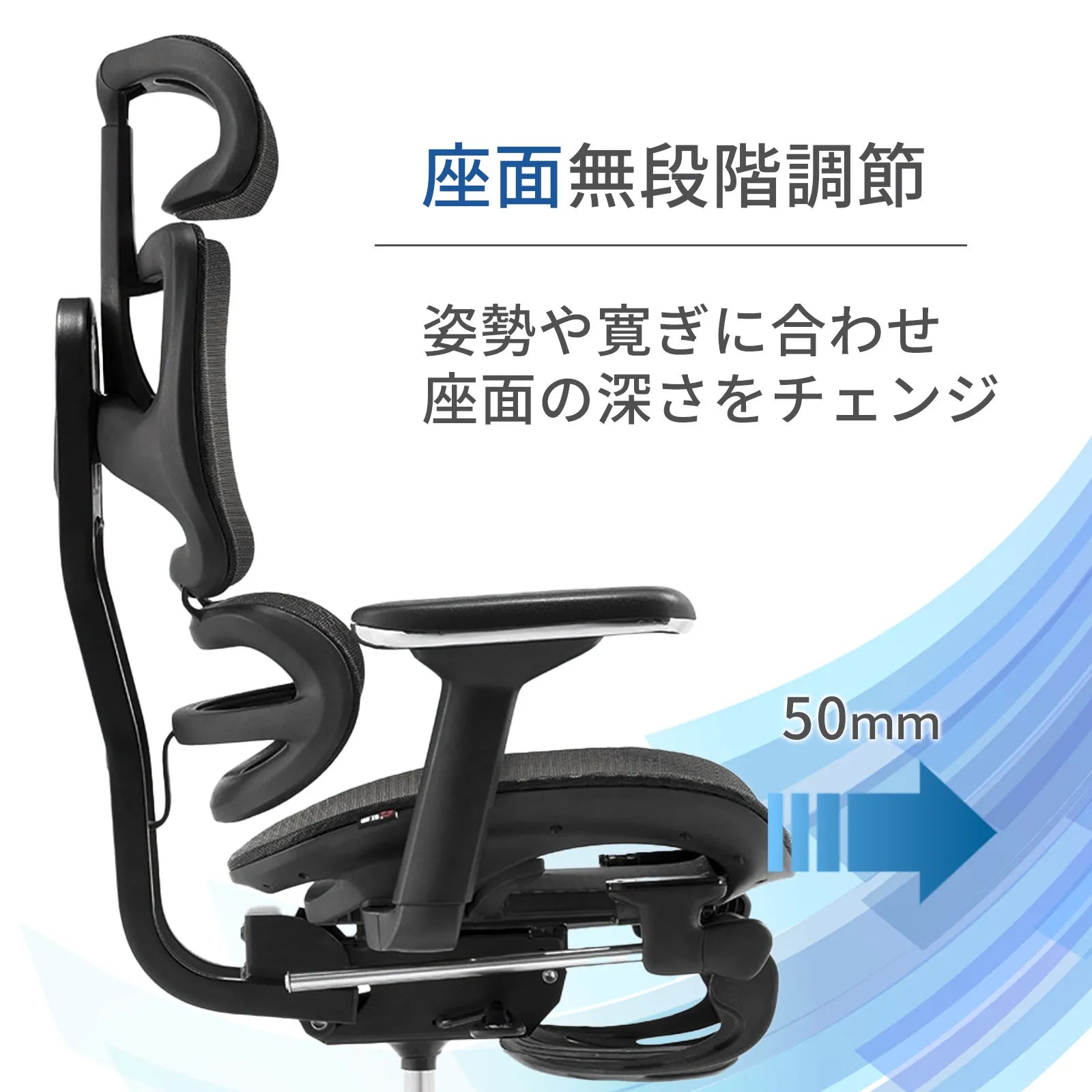 Livora One CORE　B187A　デスクチェア　人間工学　サイズ調整　カスタマイズ　ヘッドレスト　アーム　肘付き　フットレスト　メッシュ　ブラック　　ブラウン　レッド　オレンジ　ブルー　グレー　フルリクライニング