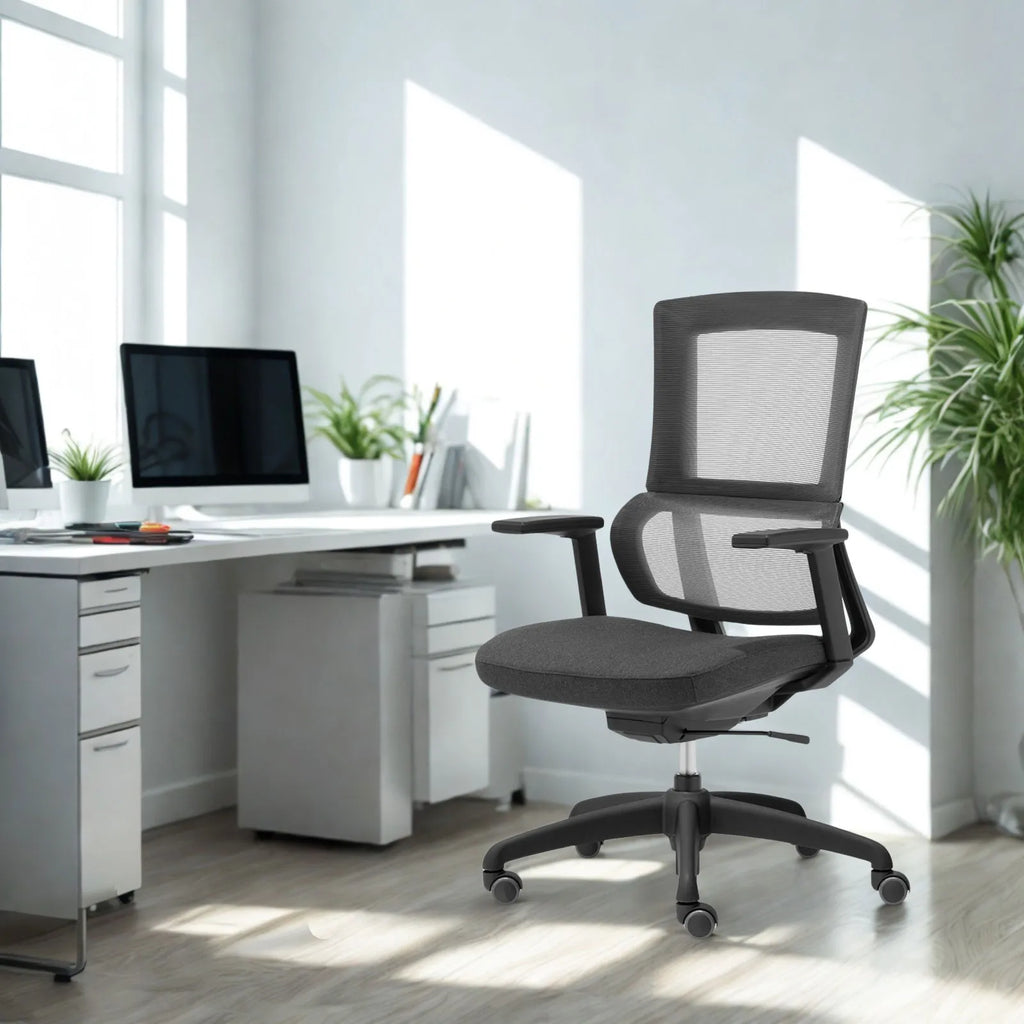 Livora One CORE　デスクチェア B263 人間工学 オフィスチェア ヘッド無し リクライニング 上下可動式 アームレスト　疲れにくい　ウレタンクッション　肘付き　シンプル　ベーシック　ランバーサポート