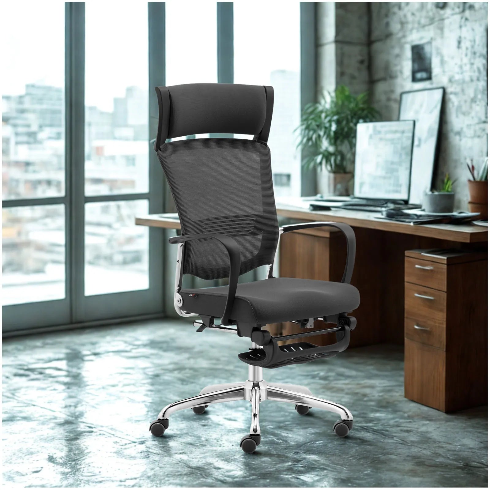 Livora One CORE　デスクチェア B315 人間工学 オフィスチェア ヘッドレスト フルリクライニング　フットレスト 疲れにくい　ウレタンクッション　肘付き
