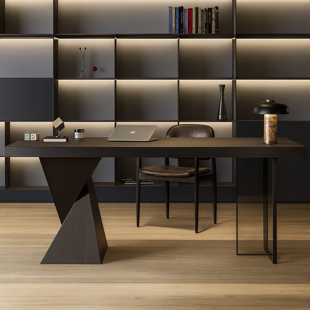 Livora One CORE-DSK 　ハイエンド　エグゼクティブ　デザイン　デスク　創造性　社長室　オフィース　気品　存在感　モダン　ウッド　ブラック　アクリルレッグ