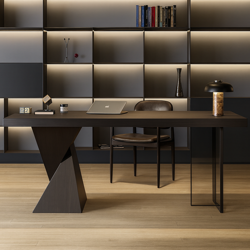 Livora One CORE-DSK 　ハイエンド　エグゼクティブ　デザイン　デスク　創造性　社長室　オフィース　気品　存在感　モダン　ウッド　ブラック　アクリルレッグ