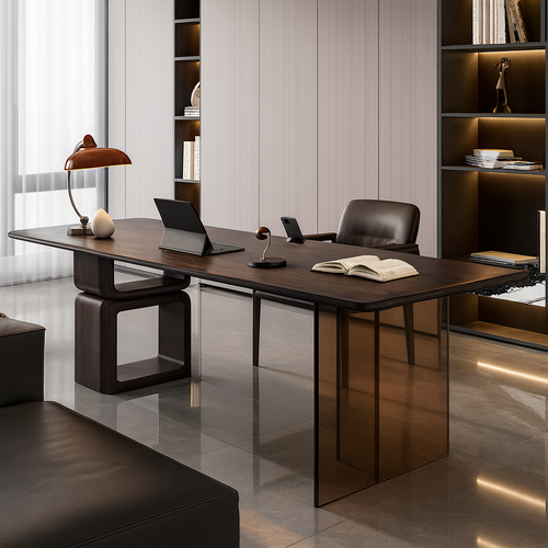Livora One CORE-DSK 　ハイエンド　エグゼクティブ　デザイン　デスク　創造性　社長室　オフィース　気品　存在感　モダン　ウッド　アクリルレッグ