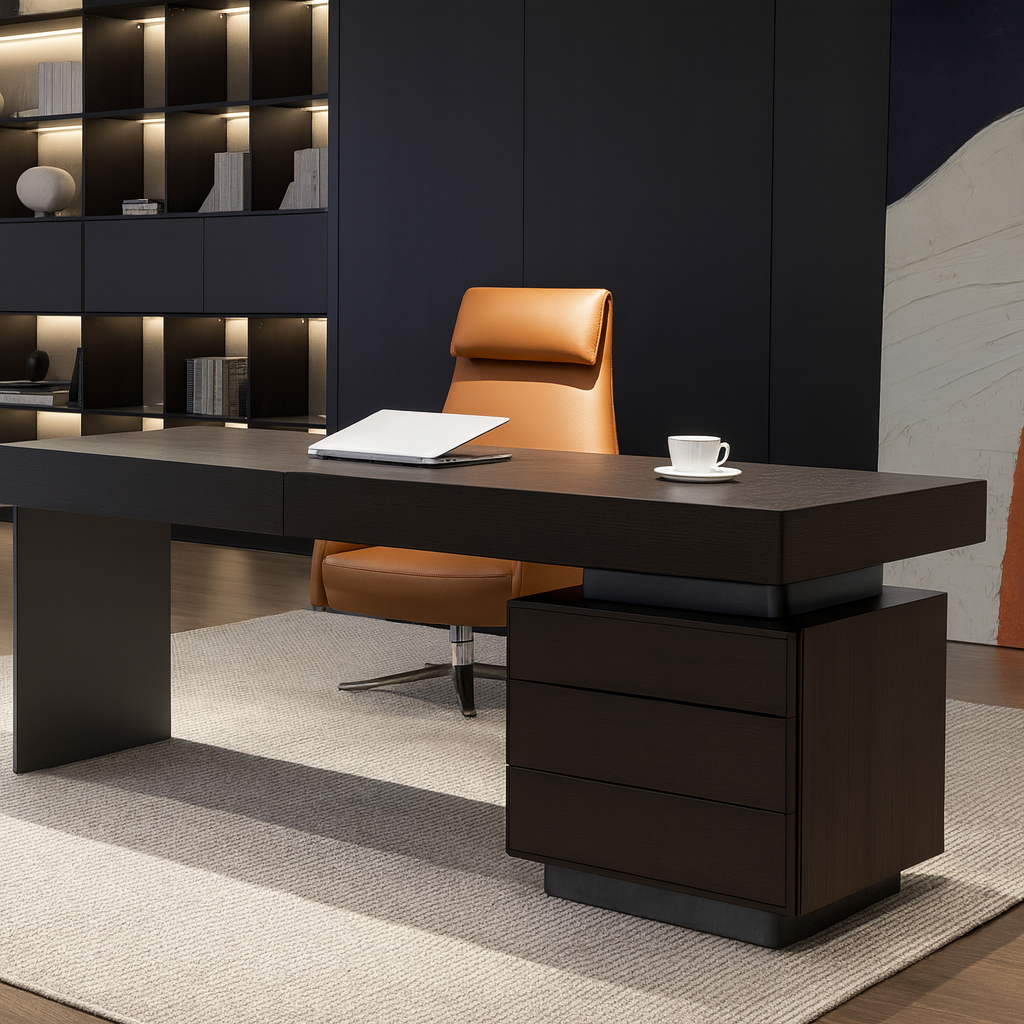 Livora One CORE-DSK 　ハイエンド　エグゼクティブ　デザイン　デスク　創造性　社長室　オフィース　気品　存在感　モダン　ウッド　ブラック