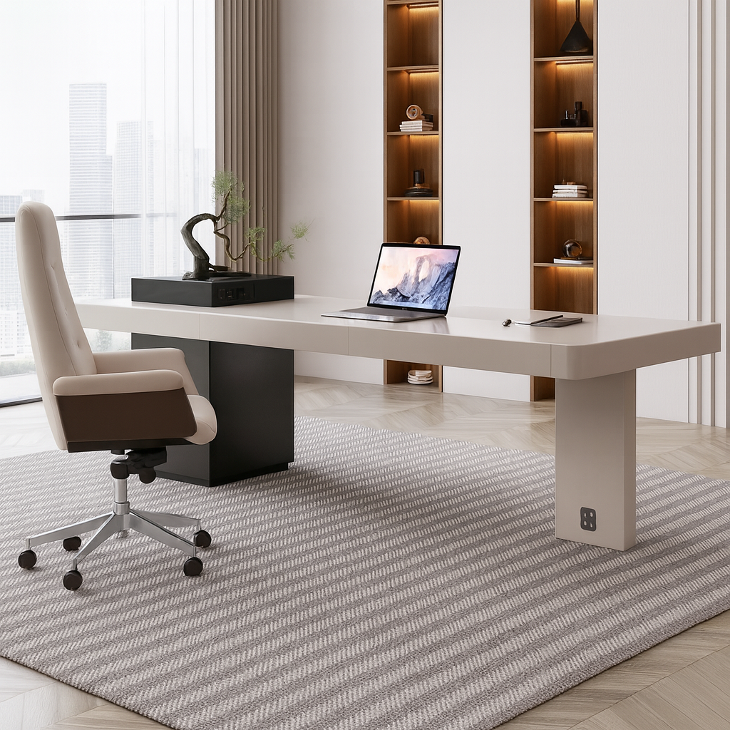 Livora One CORE-DSK 　ハイエンド　エグゼクティブ　デザイン　デスク　創造性　社長室　オフィース　気品　存在感　モダン　ホワイト　ブラック　バイカラー