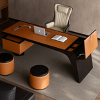 Livora One CORE-DSK 　ハイエンド　エグゼクティブ　デザイン　デスク　創造性　社長室　オフィース　気品　存在感　モダン　オレンジ　バイカラー