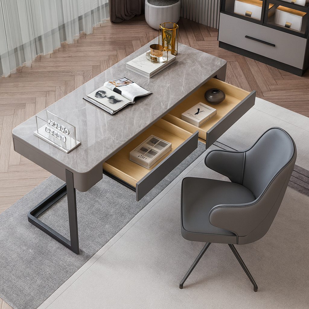 Livora One CORE-DSK 　モダンスタイル　ホームデスク　デザイン　高級　リビング　テレワーク　グレー　人口大理石