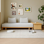 Livora One MOKU だるまソファーベッド　ペット　洗える　伸長式　すのこベッド　クッション付き　サイズ　ナチュラル　天然木　無垢　FAS級　ホワイトアッシュ　カバー取り外し可能　ライトグレー