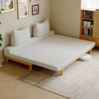 Livora One MOKU だるまソファーベッド　ペット　洗える　伸長式　すのこベッド　クッション付き　サイズ　ナチュラル　天然木　無垢　FAS級　ホワイトアッシュ　カバー取り外し可能　ライトグレー