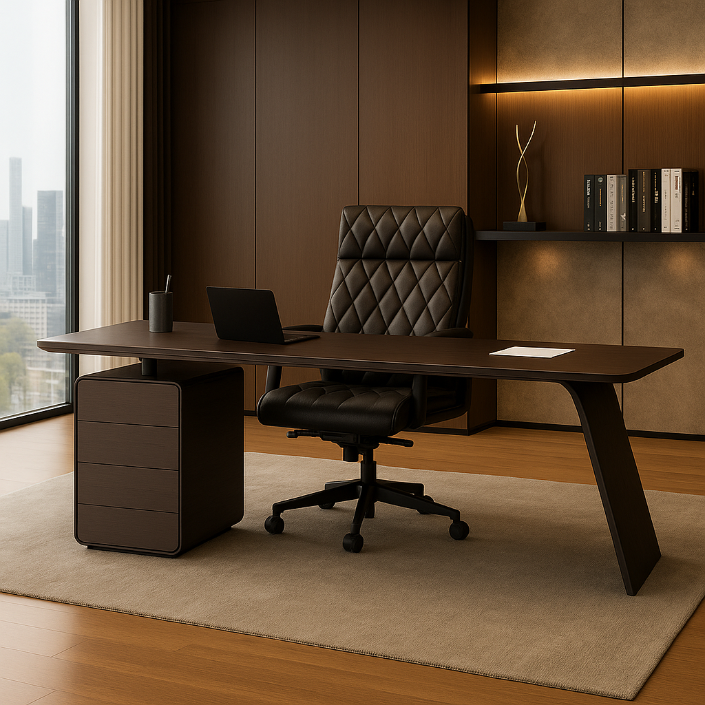 Livora One LUME　気品　存在感　ハイエンド　エグゼクティブデスク　モダン　おしゃれ　かっこいい　洗練されたデザイン　機能美　優雅　社長室　社長用　書斎　オフィス　テレワーク