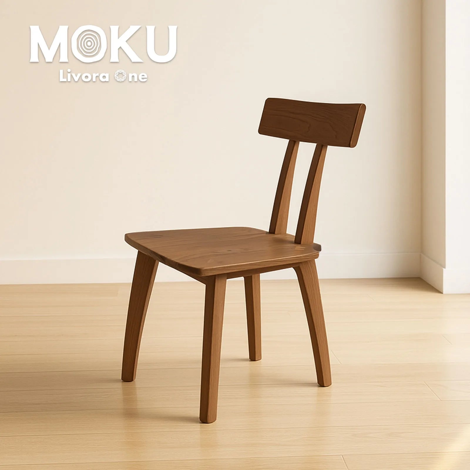 Livora One MOKU P801 北米産FAS級ホワイトアッシュ　無垢材　ダイニングチェア　ナチュラル　ウォールナットブラウン　　アジアン　北欧風　ベーシック　スタンダード　カフェ　レストラン　T字