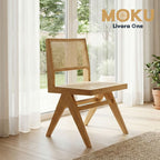 Livora One MOKU P804 北米産FAS級ホワイトアッシュ　無垢材　人口ラタン　ダイニングチェア　ナチュラル　ウォールナットブラウン　　アジアン　北欧風　カフェ　レストラン　