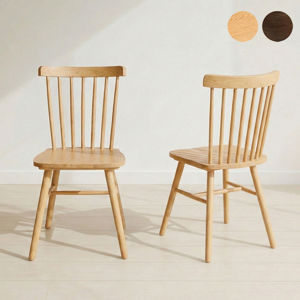 ダイニングチェア P807 ２脚セット ウィンザーチェア　ホワイトアッシュFAS級天然無垢材