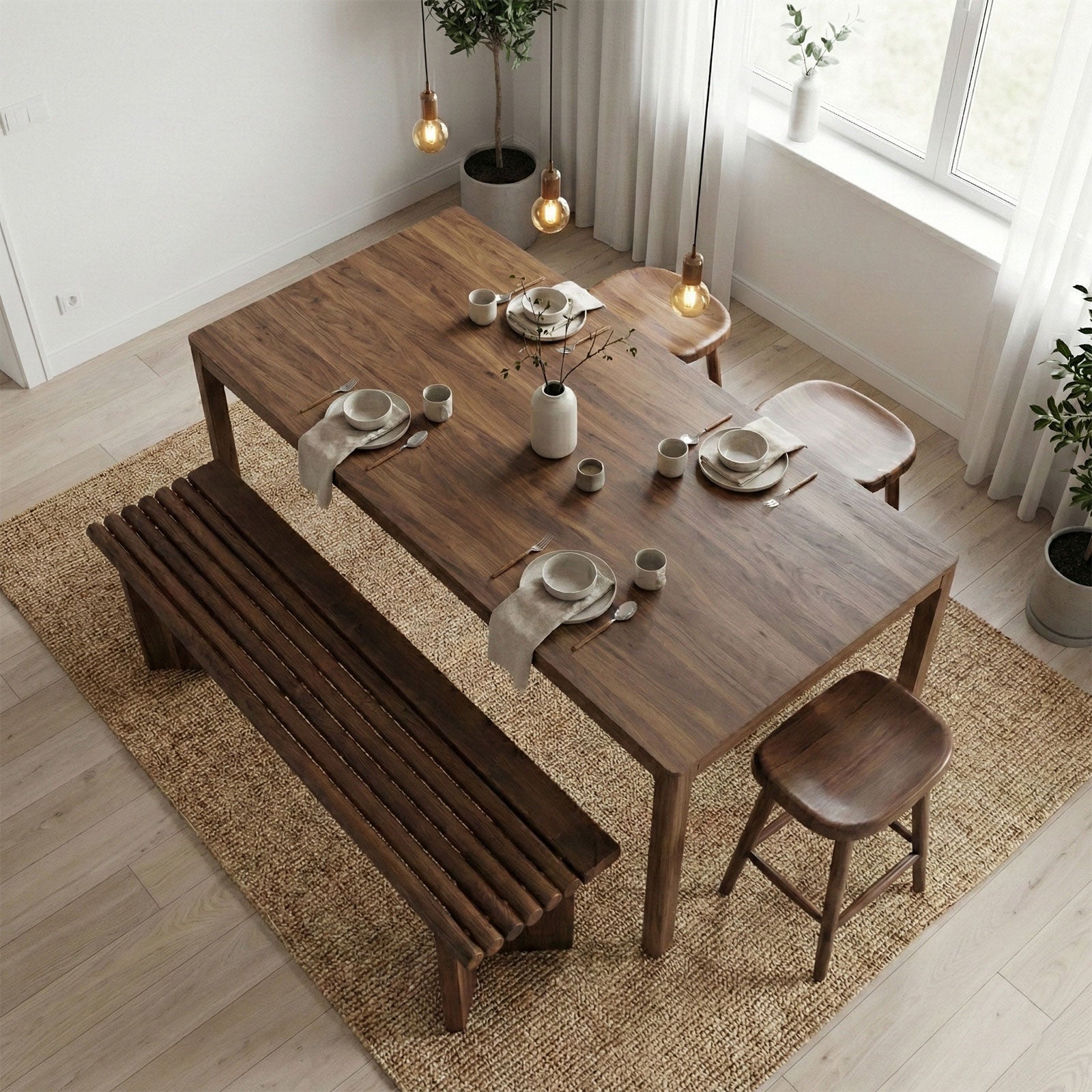 ベンチチェア P821  ホワイトアッシュFAS級天然無垢材