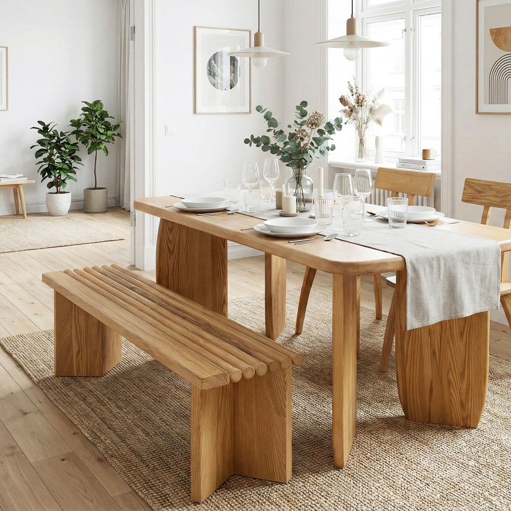 ベンチチェア P821  ホワイトアッシュFAS級天然無垢材