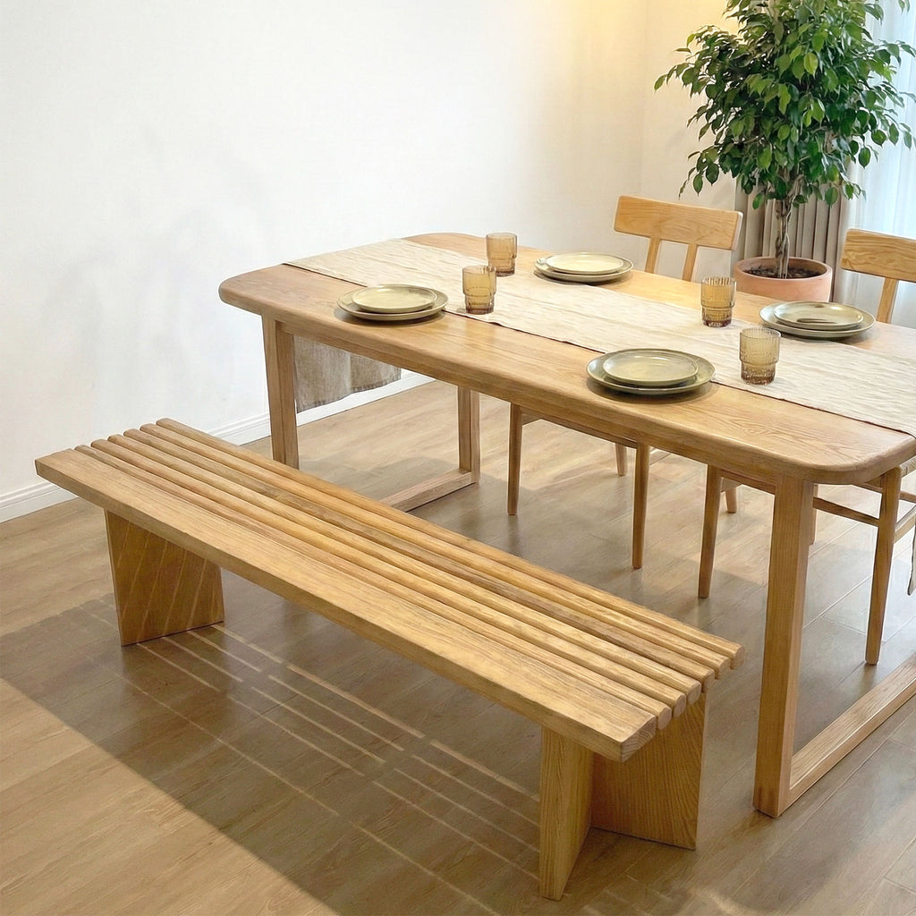 ベンチチェア P821  ホワイトアッシュFAS級天然無垢材