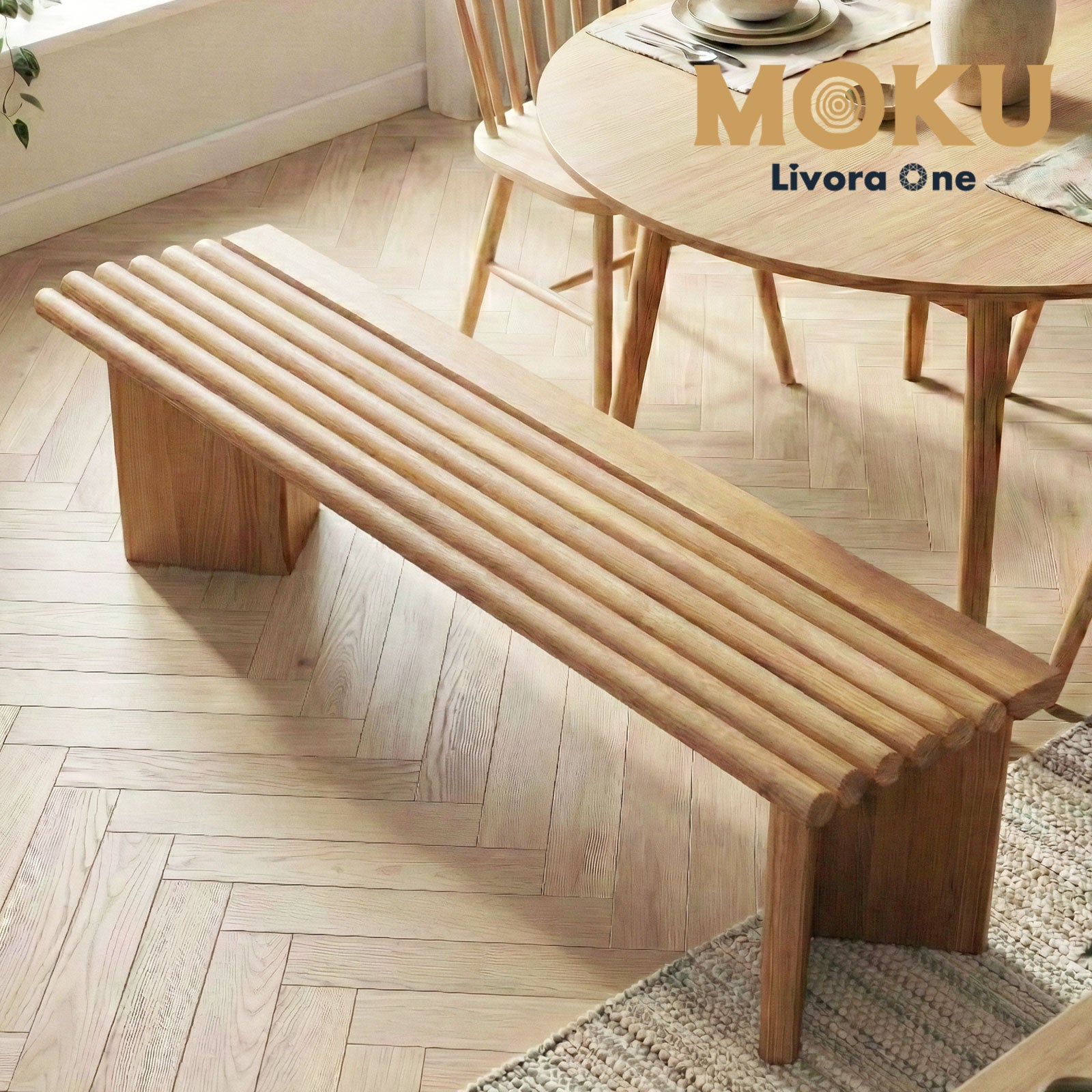 ベンチチェア P821  ホワイトアッシュFAS級天然無垢材