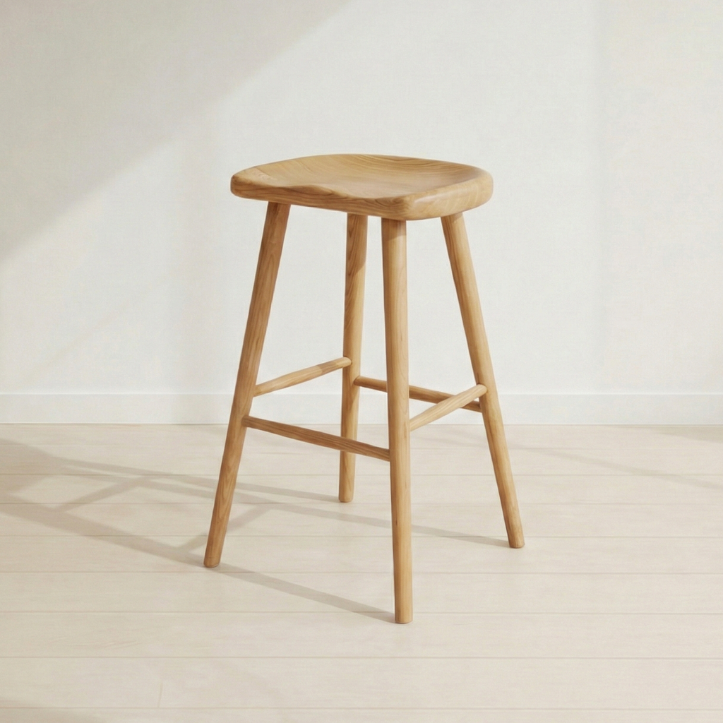 ハイスツール P824  ホワイトアッシュFAS級天然無垢材