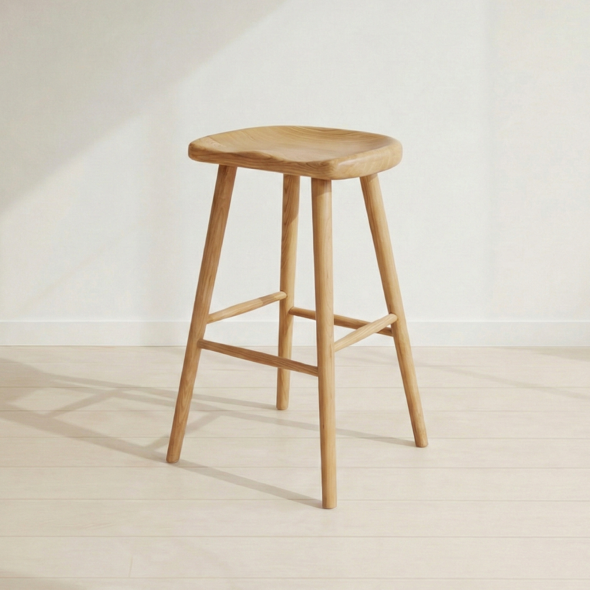 ハイスツール P824  ホワイトアッシュFAS級天然無垢材