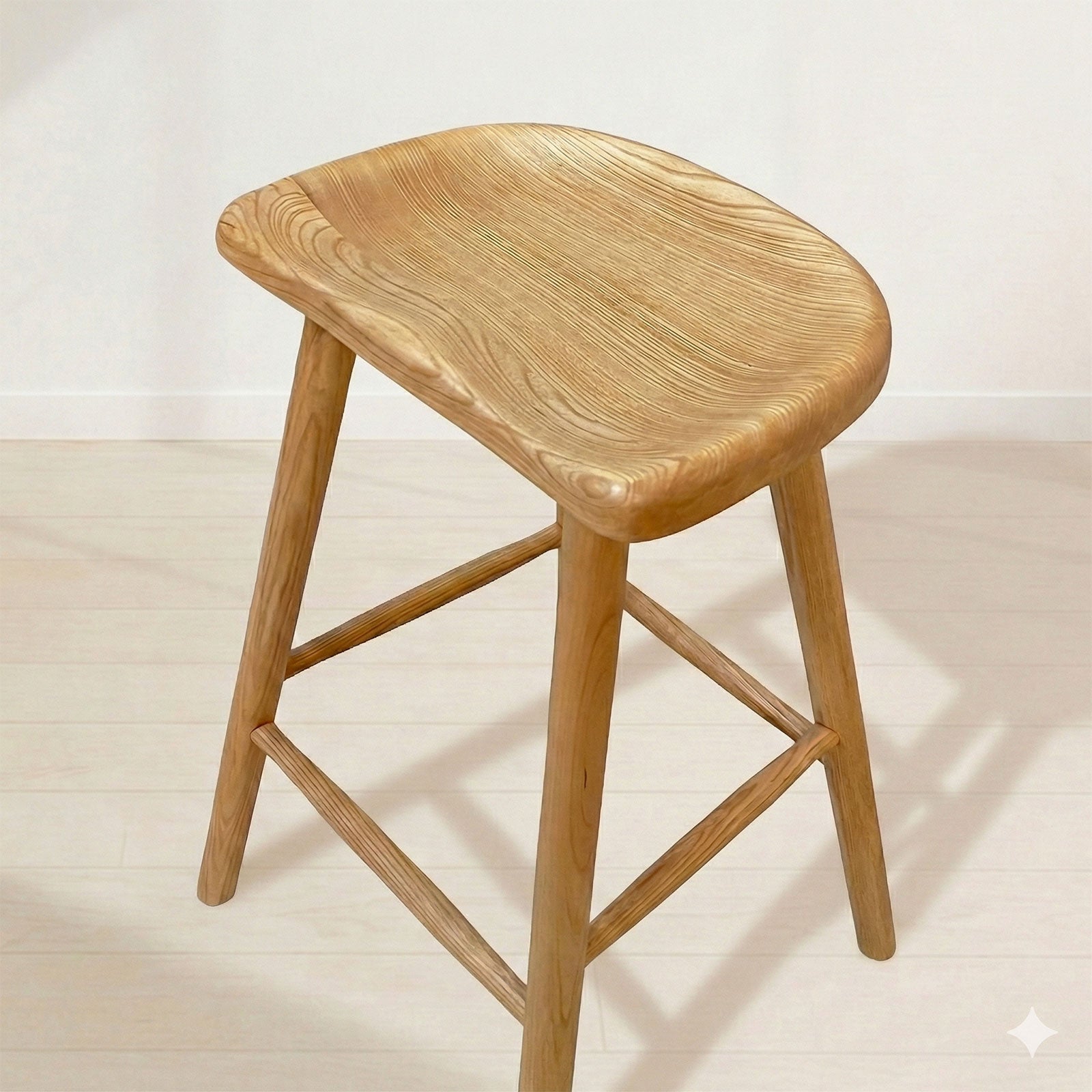 ハイスツール P824  ホワイトアッシュFAS級天然無垢材
