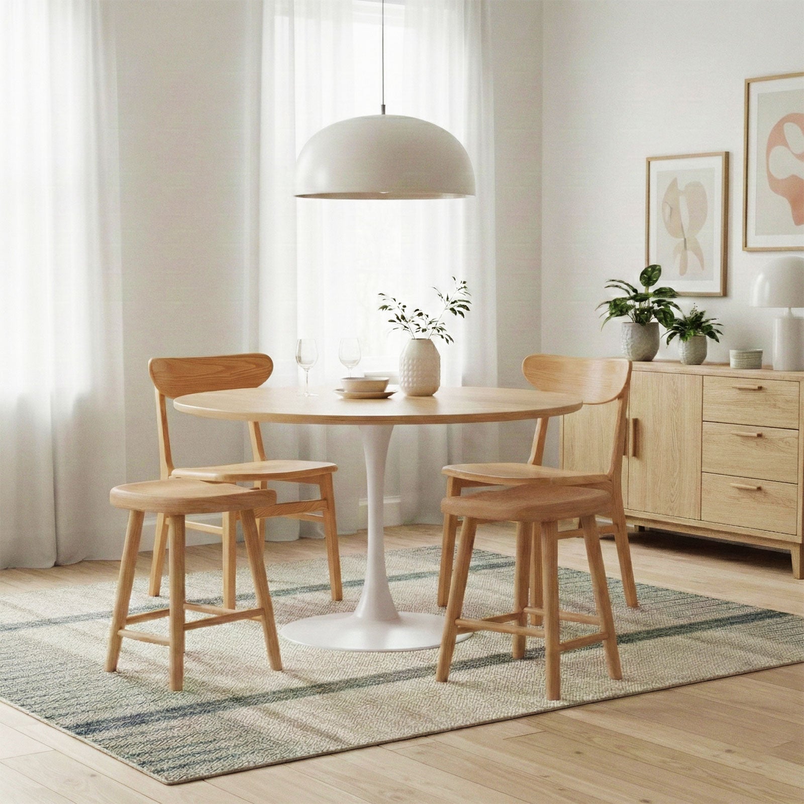 Livora One MOKU P834 北米産FAS級ホワイトアッシュ　無垢材　ダイニングチェア　スツール　ナチュラル　ウォールナットブラウン　　アジアン　北欧風　カフェ　レストラン　おしゃれ　待合室