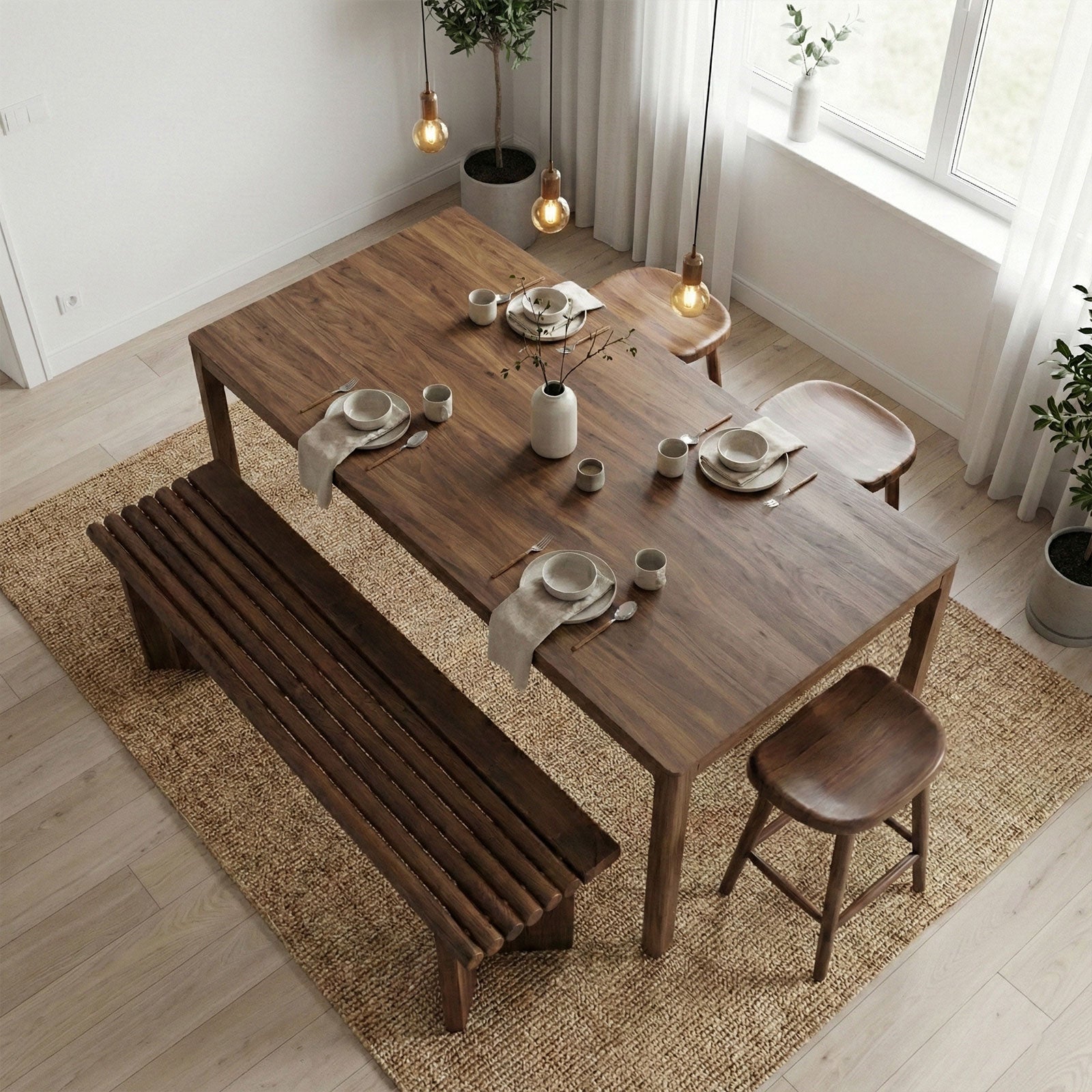 ロースツール P834  ホワイトアッシュFAS級天然無垢材