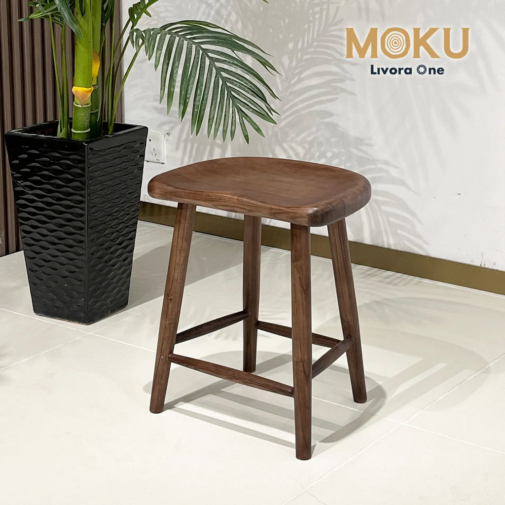 Livora One MOKU P824 北米産FAS級ホワイトアッシュ　無垢材　ダイニングチェア　ロースツール　ナチュラル　ウォールナットブラウン　　アジアン　北欧風　カフェ　レストラン　おしゃれ　カウンター　低め　ドレッサー　玄関