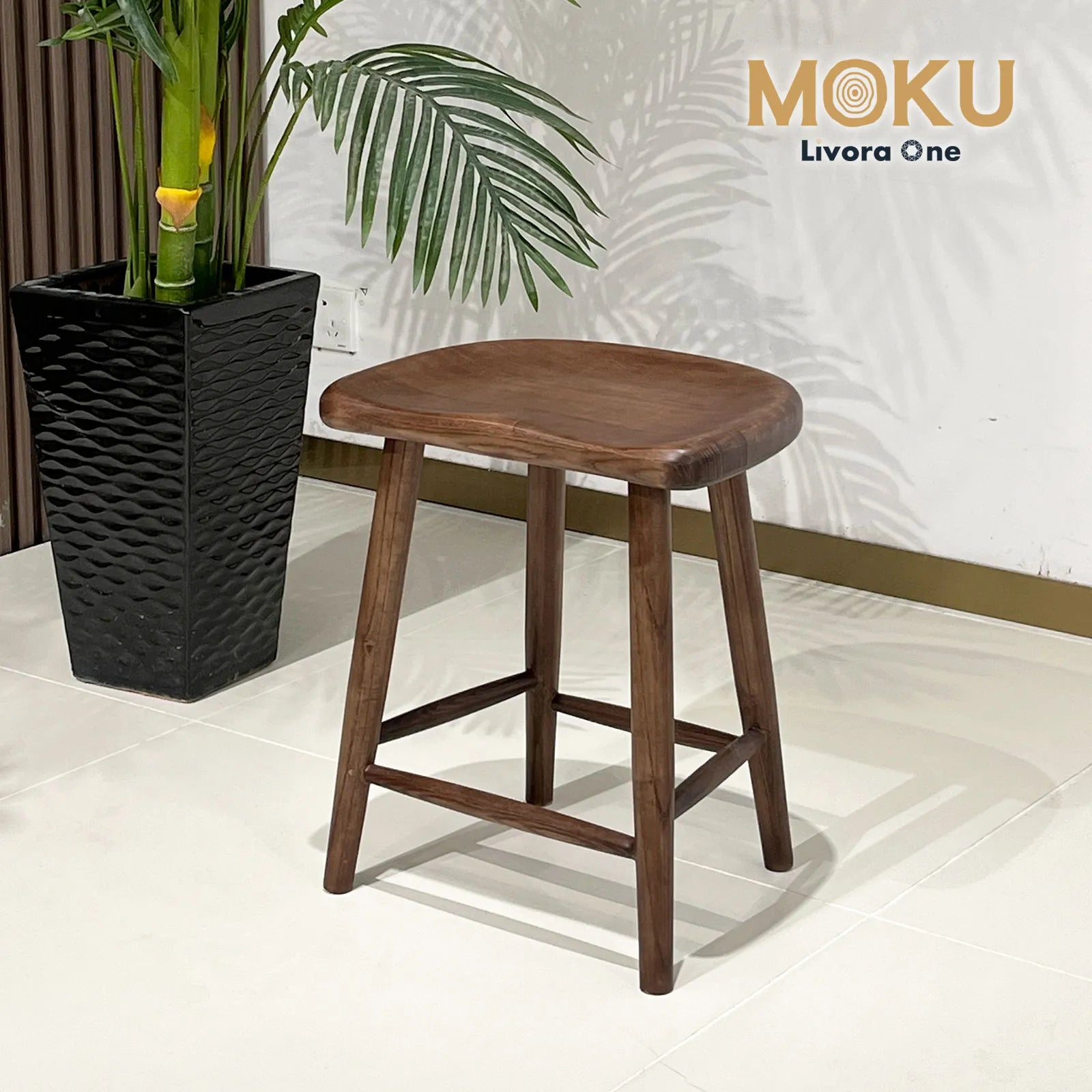 Livora One MOKU P824 北米産FAS級ホワイトアッシュ　無垢材　ダイニングチェア　ロースツール　ナチュラル　ウォールナットブラウン　　アジアン　北欧風　カフェ　レストラン　おしゃれ　カウンター　低め　ドレッサー　玄関