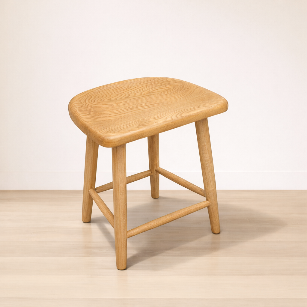 ロースツール P834  ホワイトアッシュFAS級天然無垢材