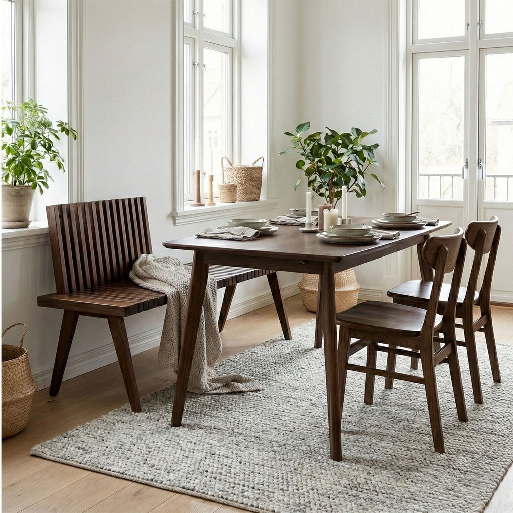 ダイニングルームに設置したLivora One MOKU P835 おしゃれなダイニングベンチ チェア 120cm