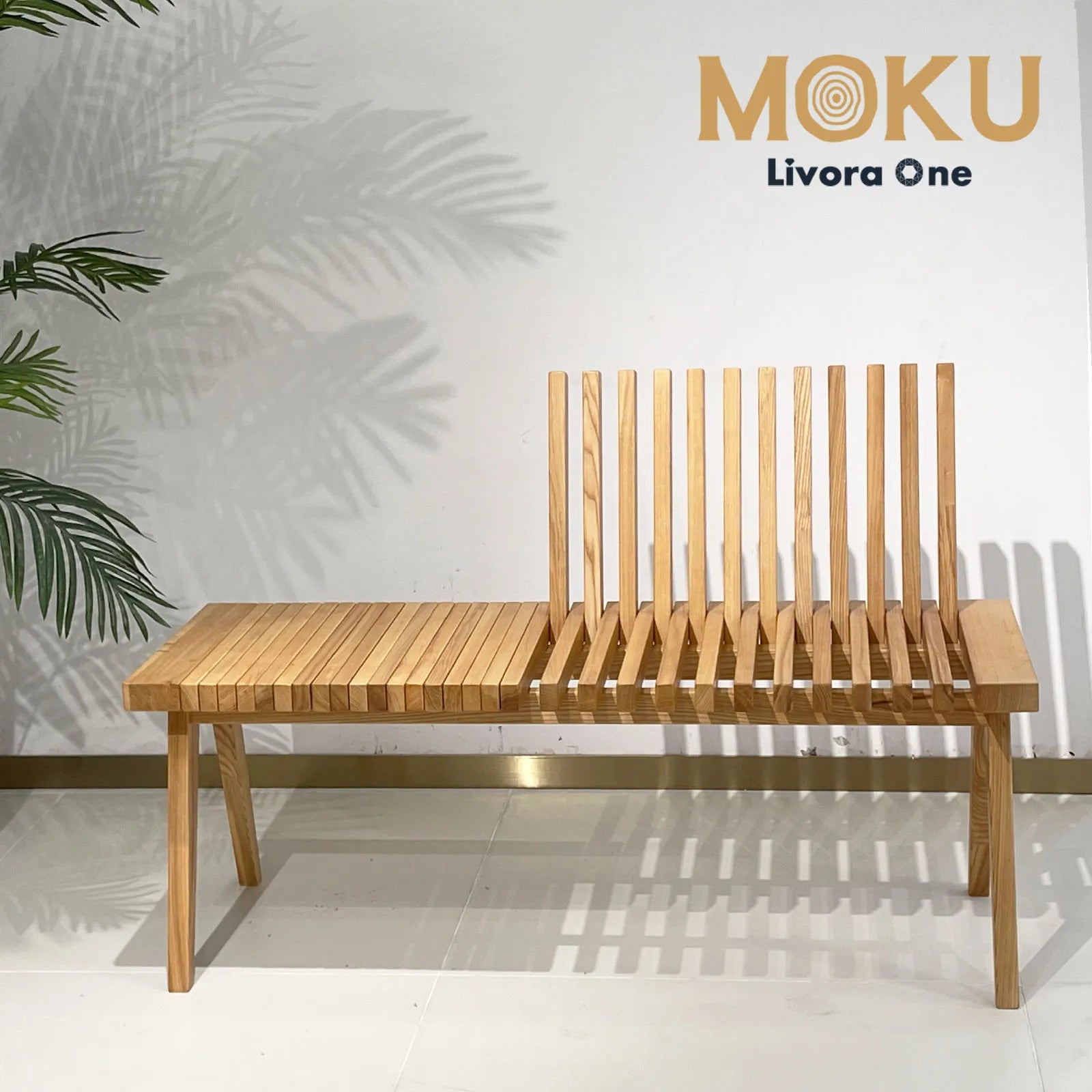 Livora One MOKU P835 北米産FAS級ホワイトアッシュ　無垢材　ダイニングチェア　ベンチ　ナチュラル　ウォールナットブラウン　　アジアン　北欧風　カフェ　レストラン　おしゃれ　待合室　３人掛け　120cm