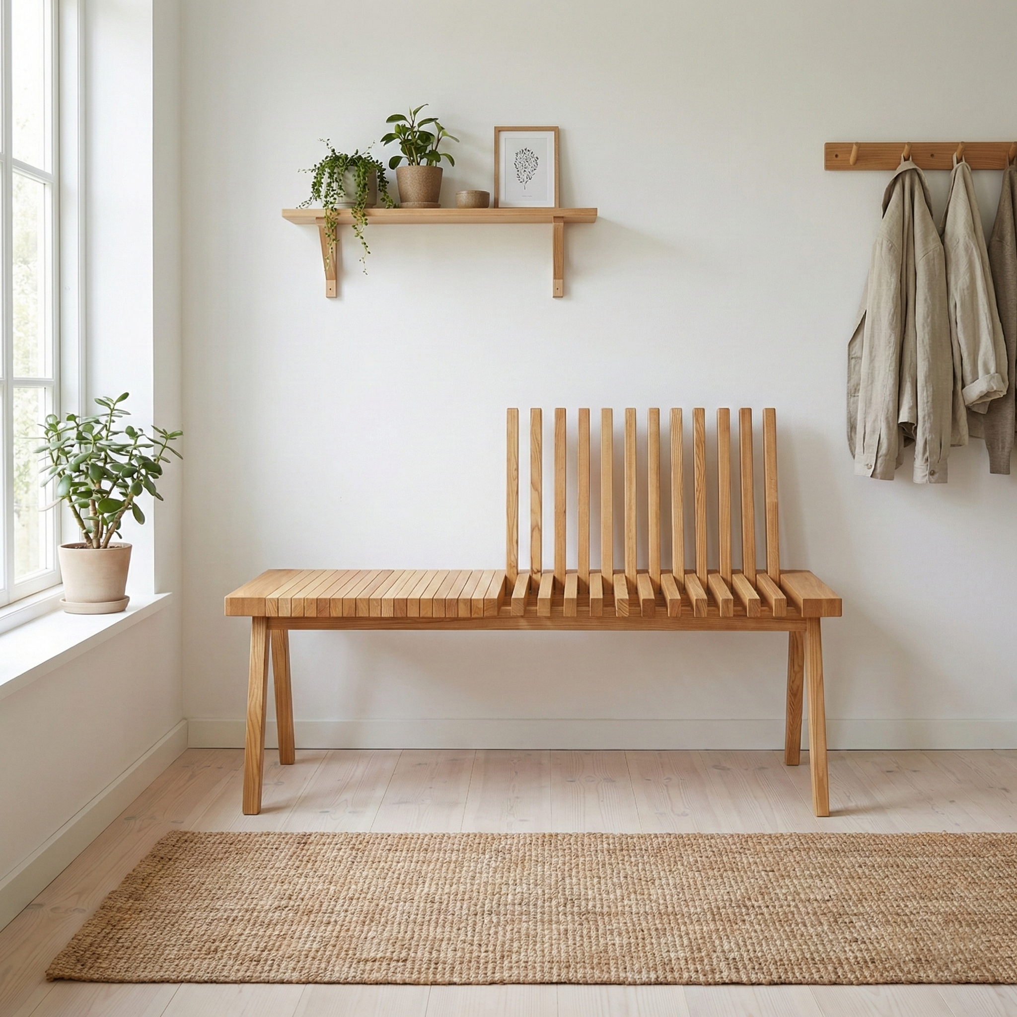 ベンチチェア P835／P835S  ホワイトアッシュFAS級天然無垢材