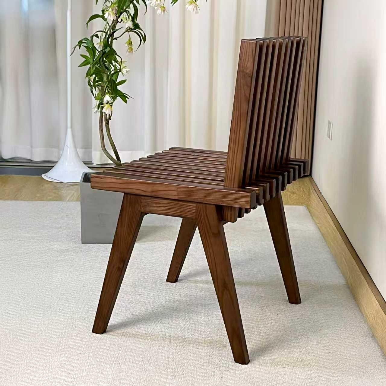 Livora One MOKU P835S 北欧風ダイニングベンチチェア サイドテーブル ホワイトアッシュ無垢材 ウォールナット ブラウン カフェ 洋室 おしゃれ　