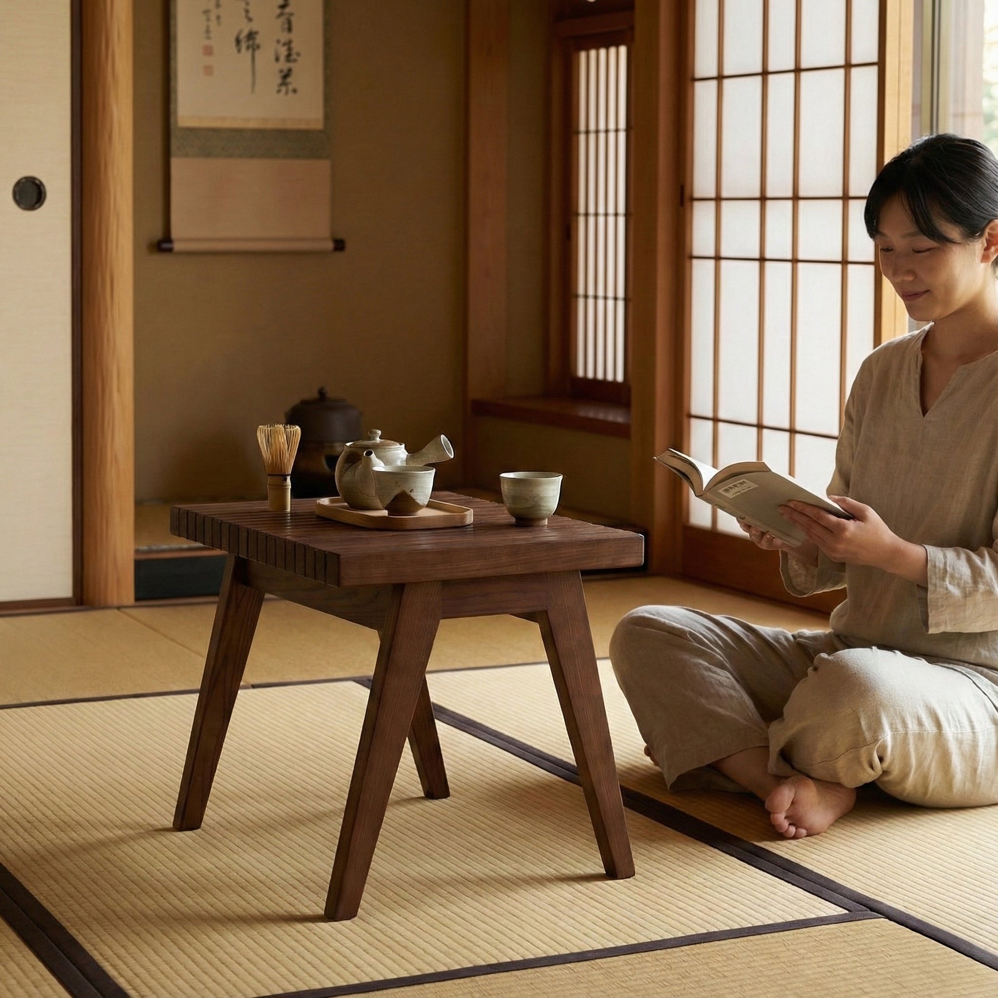 Livora One MOKU P835S ダイニングチェア サイドテーブル ホワイトアッシュ無垢材 ウォールナット ブラウン 北欧風 カフェ 和室 おしゃれ　