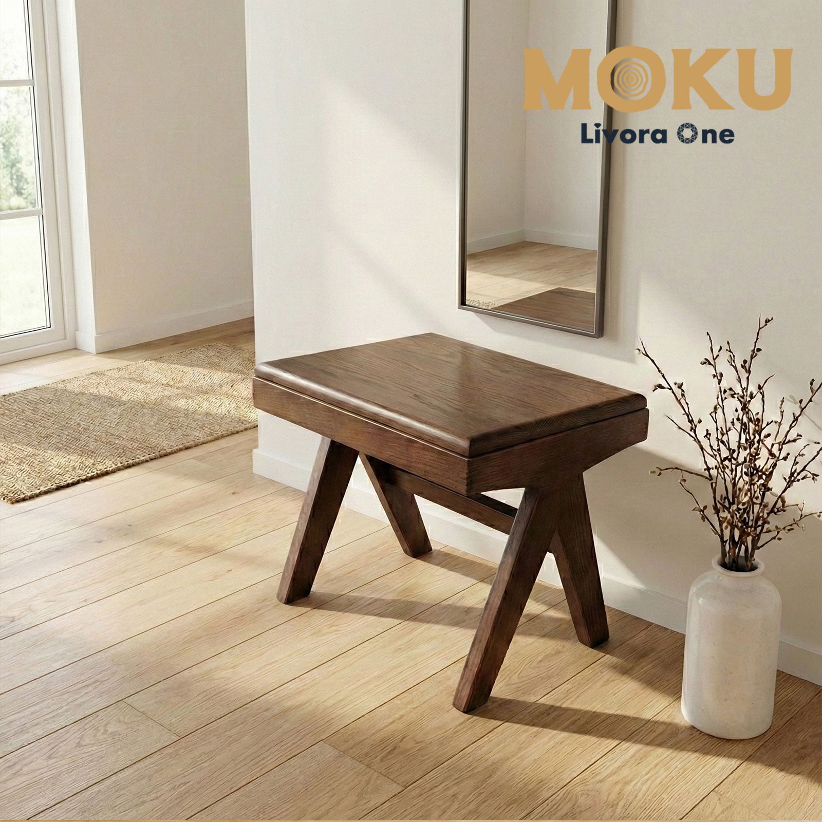 Livora One MOKU ロースツール P836 ホワイトアッシュFAS級天然木製