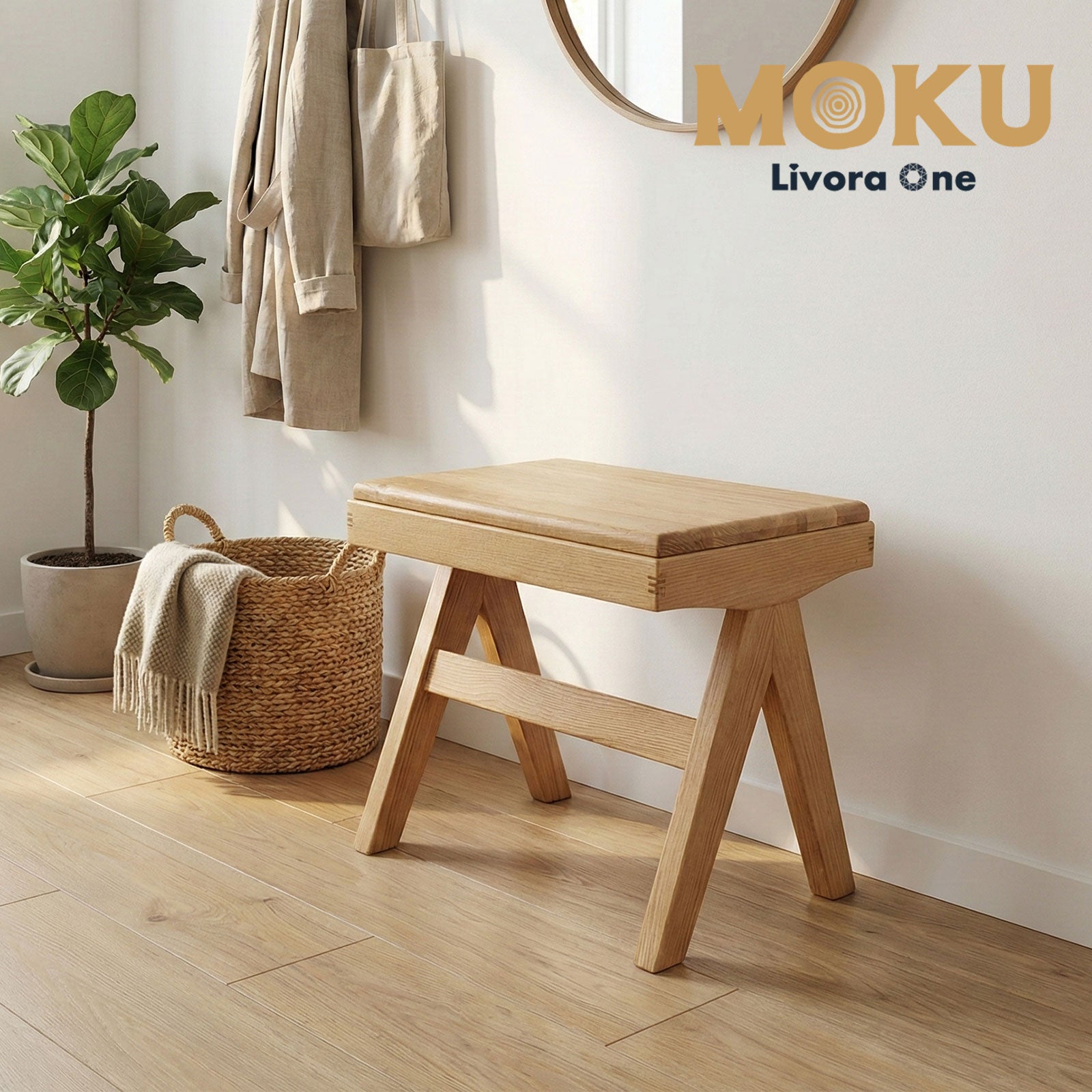 Livora One MOKU ロースツール P836 ホワイトアッシュFAS級天然木製