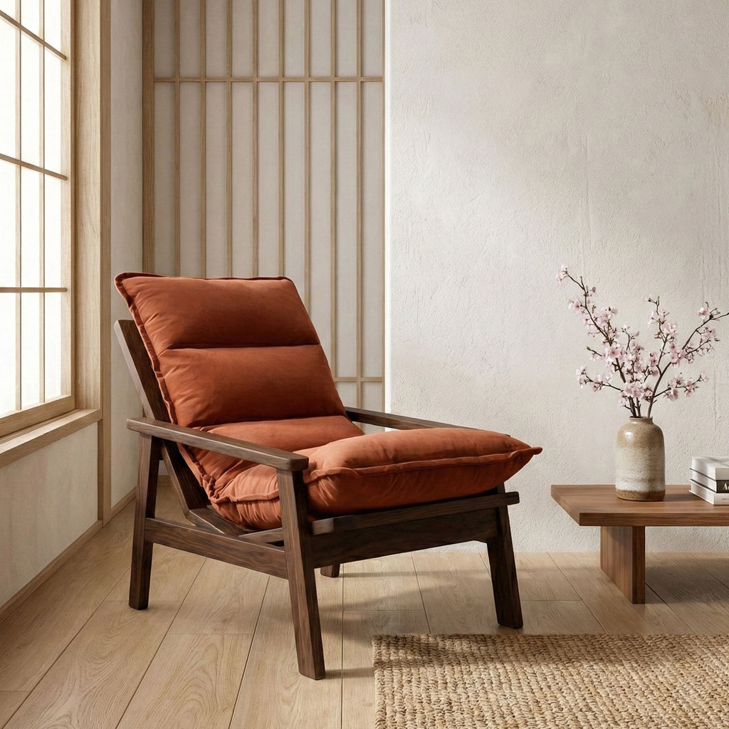 Livora One MOKU S807 北米産FAS級ホワイトアッシュ　1Pソファー　無垢材　ラウンジチェア　リラックス　リビング　ゆったり　大き目　くつろぐ　ナチュラル　ウォールナットブラウン　低め　アジアン　おすすめ　人気　和モダン　北欧風　和室　洋室に合う　人をダメにする　一人掛け