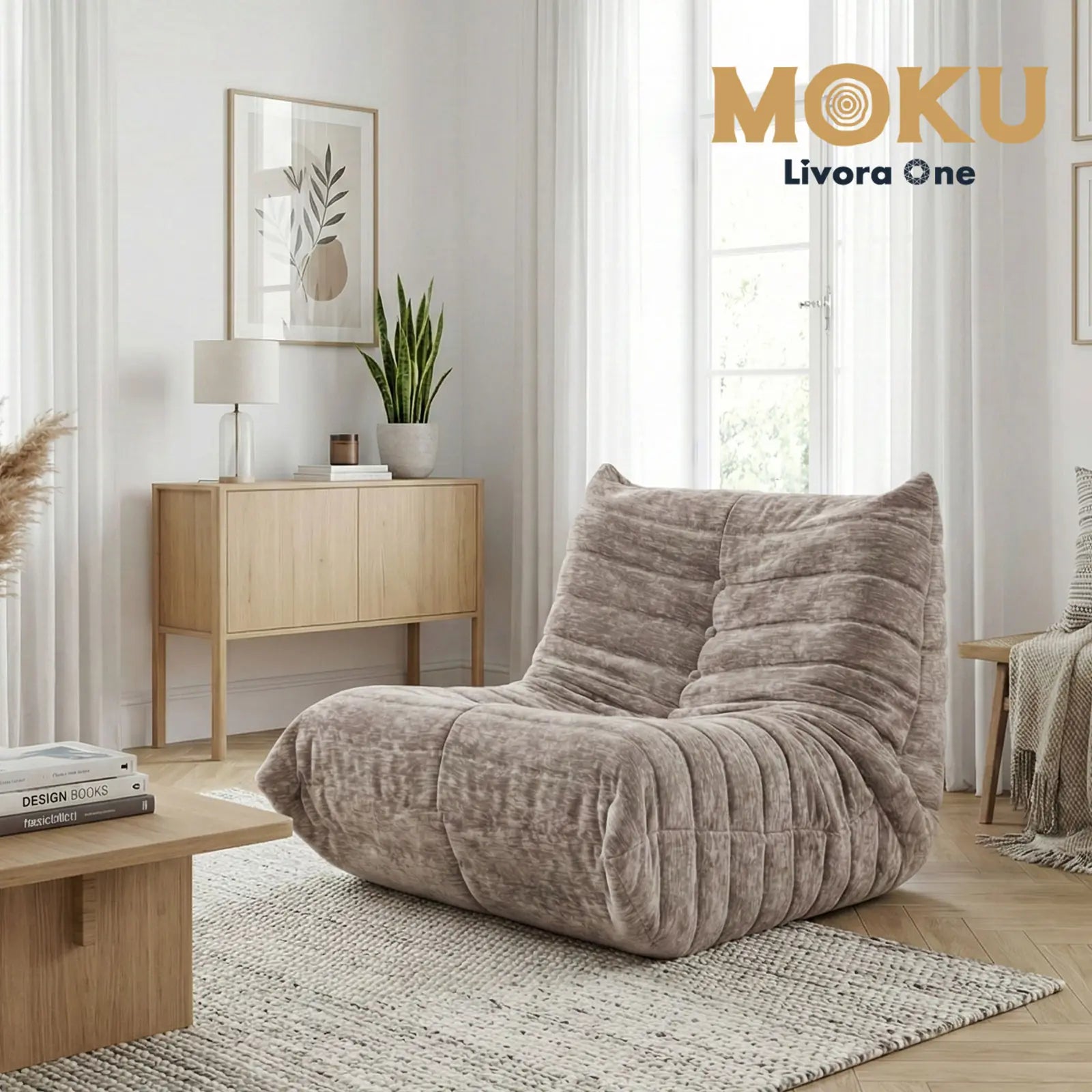 Livora One MOKU T205　リーンロゼ風1Pソファー　一人暮らし ファブリック フロストフランネル生地 　タフティング コーデュロイ グレー　低め 　おすすめ　人気　北欧風　和室　洋室に合う