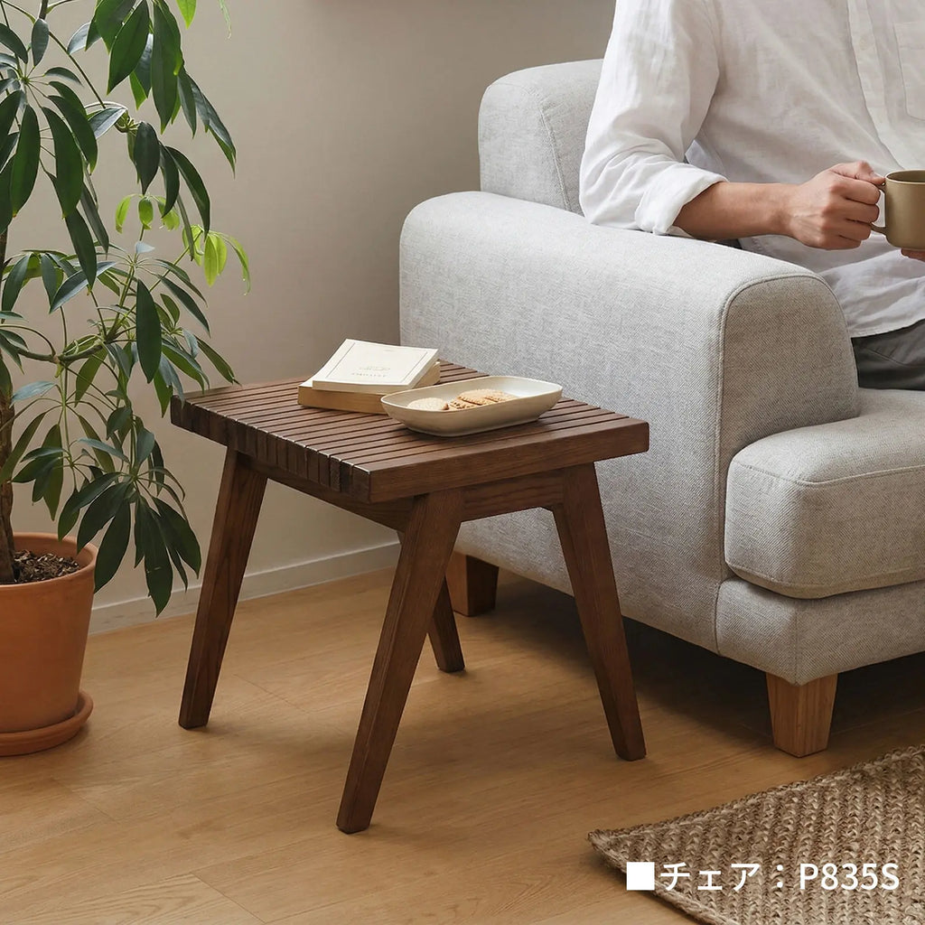 Livora One MOKU P835S 背もたれ付きスツール おしゃれ ベンチ ソファ リビングテーブル サイドテーブル 木製 ホワイトアッシュ無垢材 ナチュラル オーク ウォールナット ブラウン 北欧風 カフェ 和室 