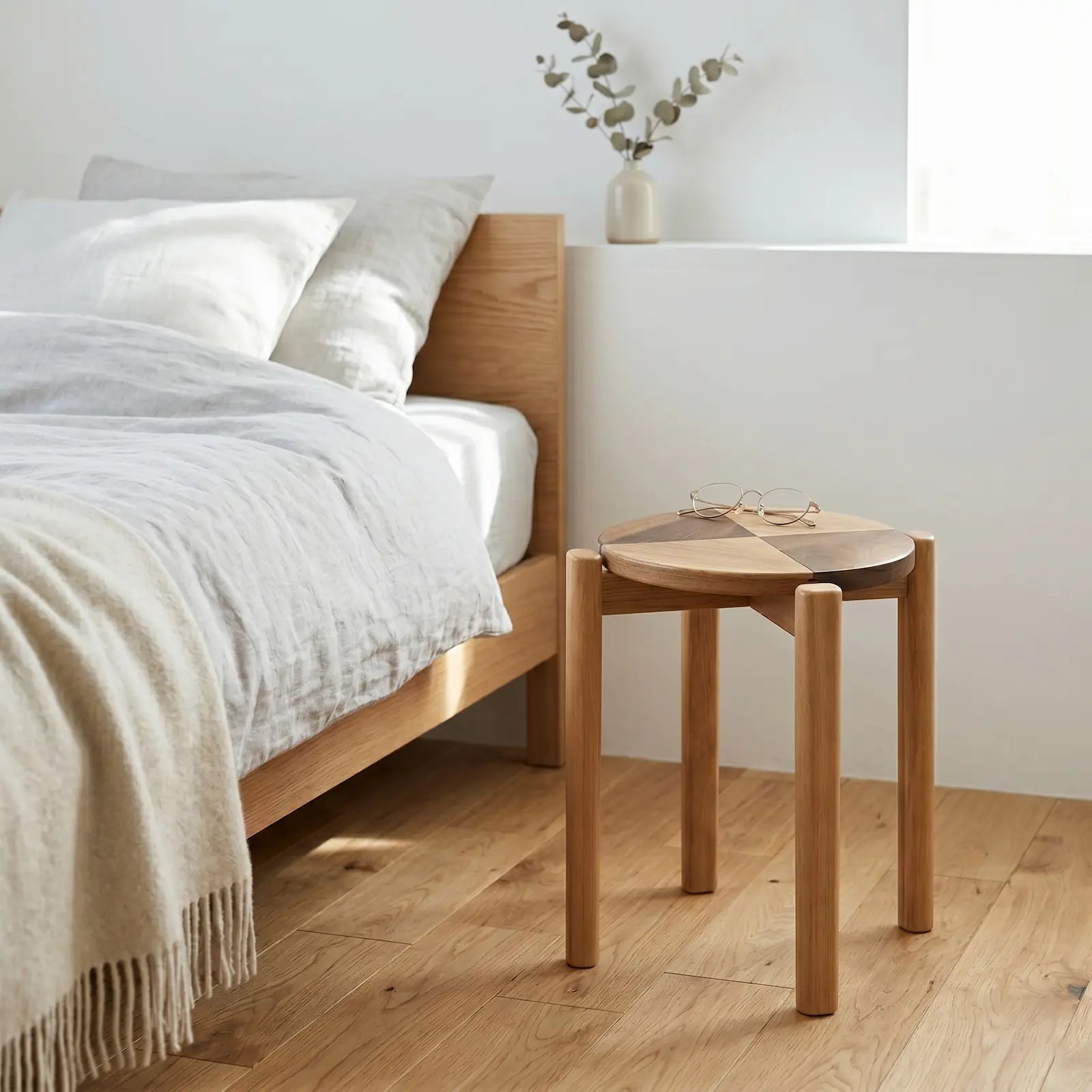 スタッキングスツール P838 2脚セット 高さ45cm ホワイトアッシュFAS級天然木製 丸椅子
