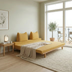 Livora One MOKU 猫耳クッション付きソファーベッド 木製すのこベッド セミシングルからダブルへ変身 ハウザー リビングソファ カウチソファ 2つ折りマットレス